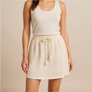 Lucky Brand Ivory Cream Eyelet Drawstring Skirt